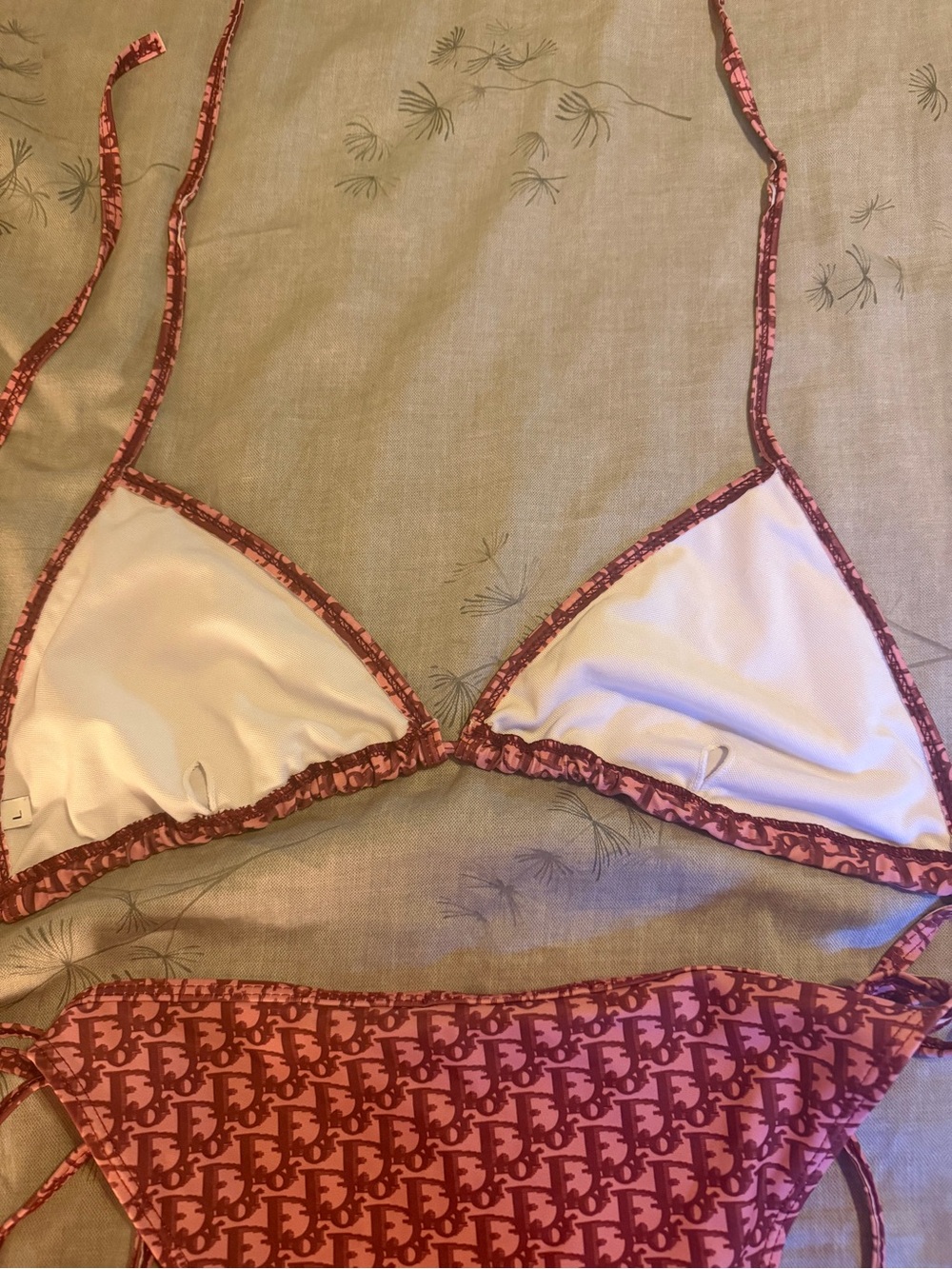 Dior Pink Monogram Triangle String Bikini - Picture 4 of 5